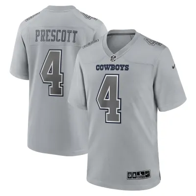 Men's Dallas Cowboys Dak Prescott Gray Atmosphere Fashion Game Jersey 01