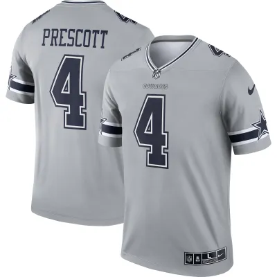 Men's Dallas Cowboys Dak Prescott Gray Inverted Legend Jersey 01