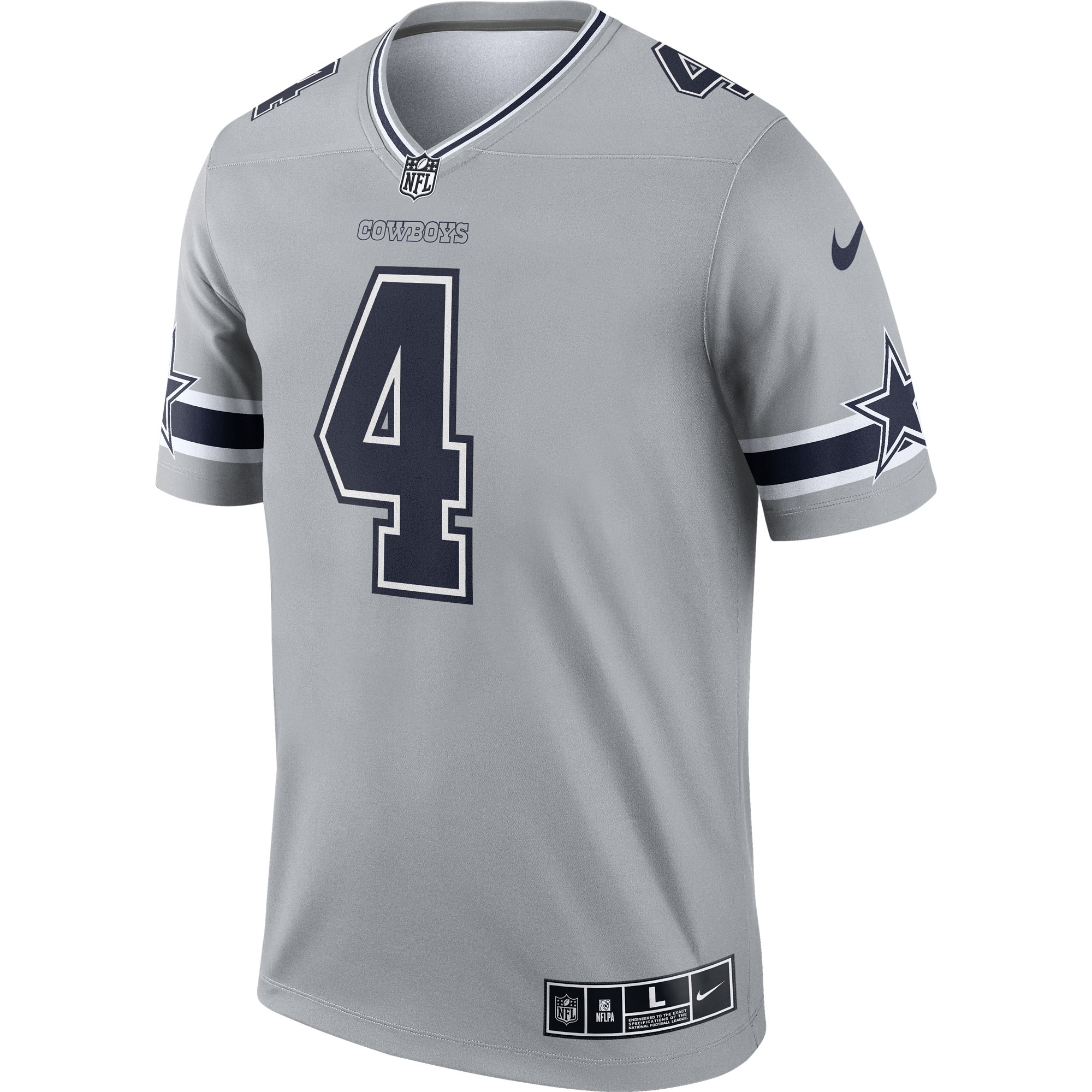 Men's Dallas Cowboys Dak Prescott Gray Inverted Legend Jersey