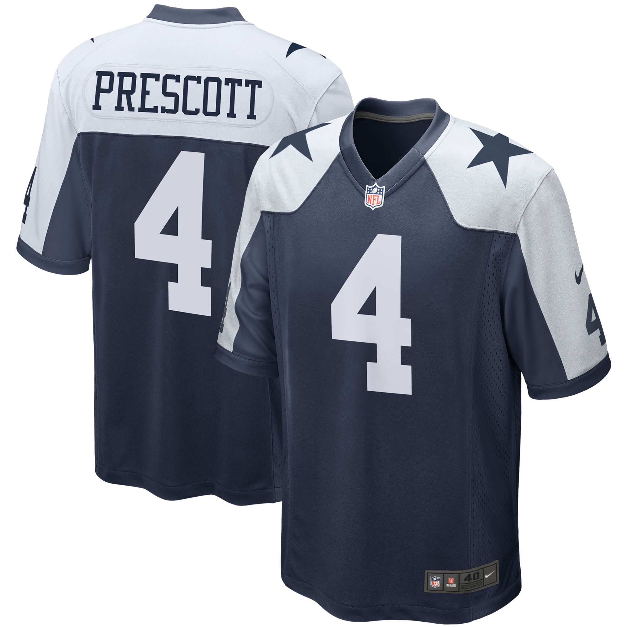 Men's Dallas Cowboys Dak Prescott Navy Alternate Game Team Jersey