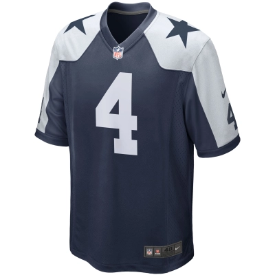 Men's Dallas Cowboys Dak Prescott Navy Alternate Game Team Jersey 02