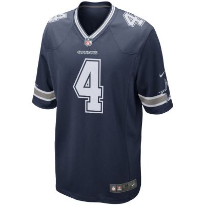 Men's Dallas Cowboys Dak Prescott Navy Game Team Jersey 02