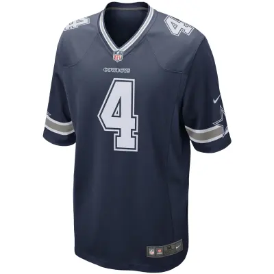 Men's Dallas Cowboys Dak Prescott Navy Game Team Jersey 02