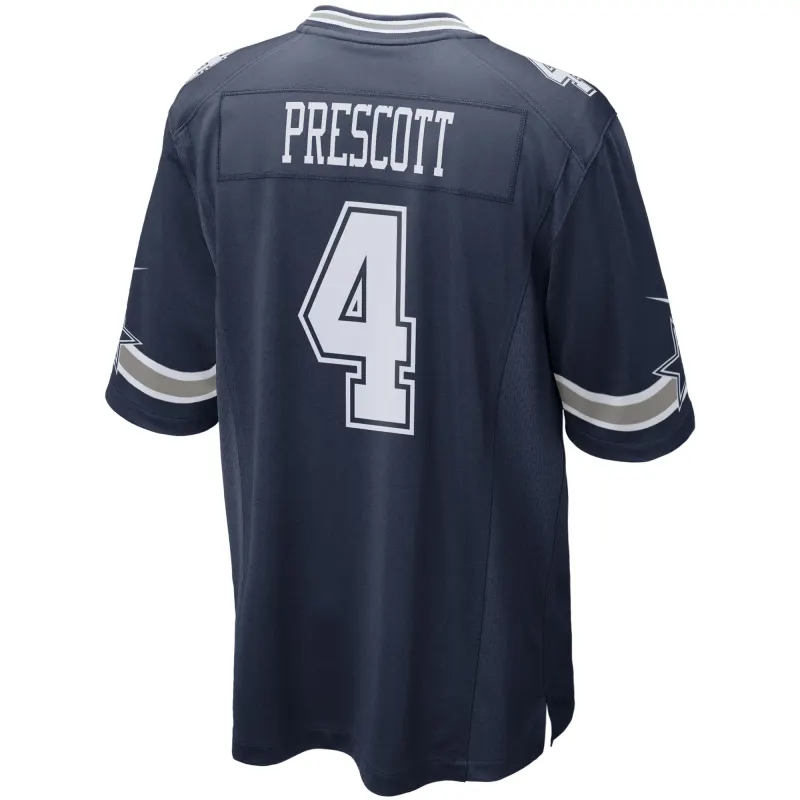 Men's Dallas Cowboys Dak Prescott Navy Game Team Jersey