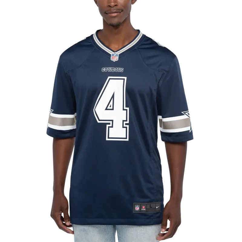 Men's Dallas Cowboys Dak Prescott Navy Game Team Jersey