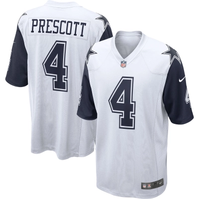 Men's Dallas Cowboys Dak Prescott White Alternate Game Jersey 01