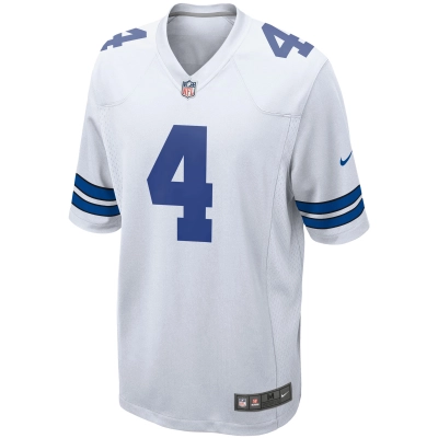 Men's Dallas Cowboys Dak Prescott White Game Team Jersey 02