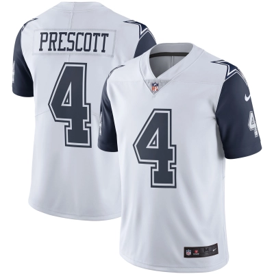 Men's Dallas Cowboys Dak Prescott White Color Rush Vapor Limited Jersey 01