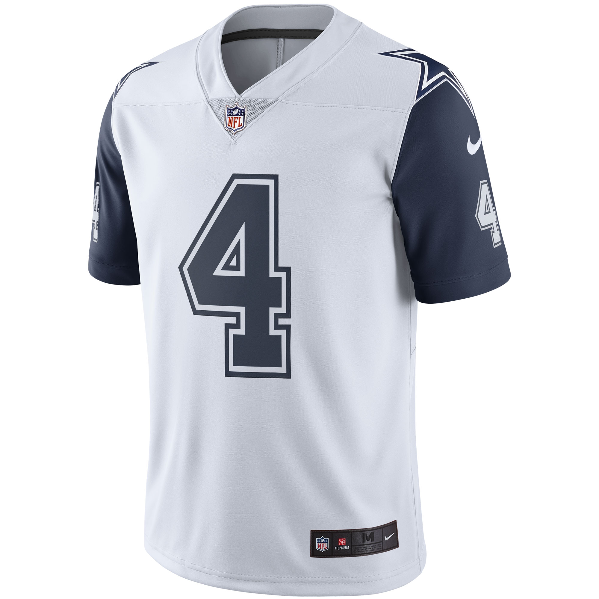 Men's Dallas Cowboys Dak Prescott White Color Rush Vapor Limited Jersey