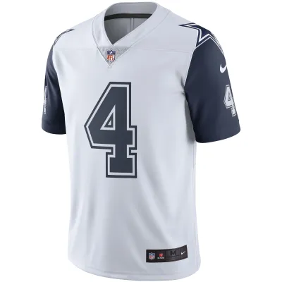 Men's Dallas Cowboys Dak Prescott White Color Rush Vapor Limited Jersey 02
