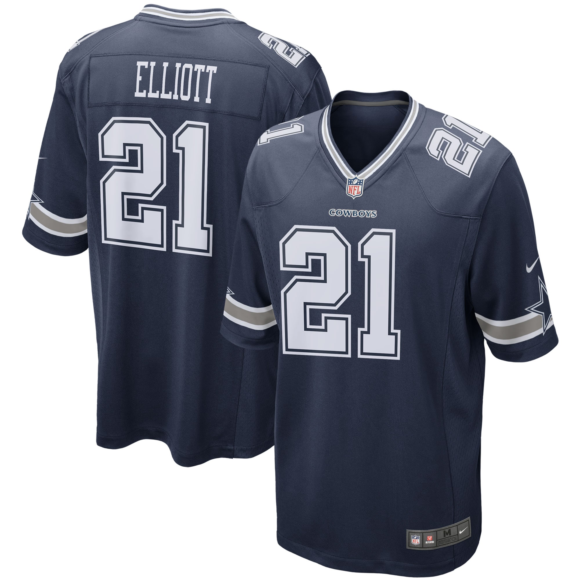 Men's Dallas Cowboys Ezekiel Elliott Navy Game Team Jersey