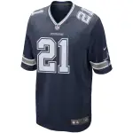 Men's Dallas Cowboys Ezekiel Elliott Navy Game Team Jersey