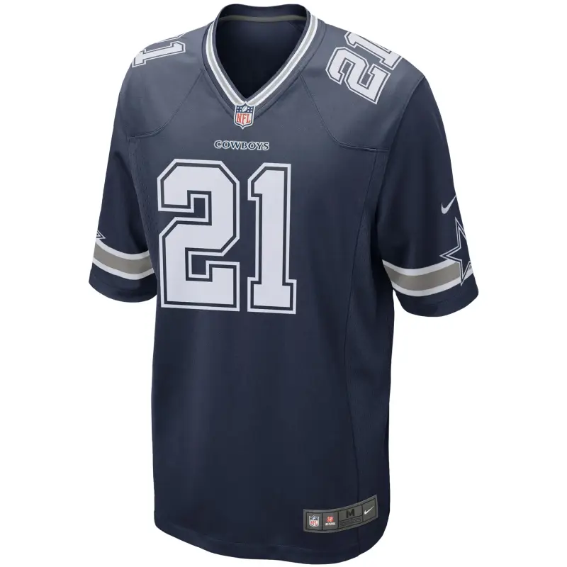 Men's Dallas Cowboys Ezekiel Elliott Navy Game Team Jersey