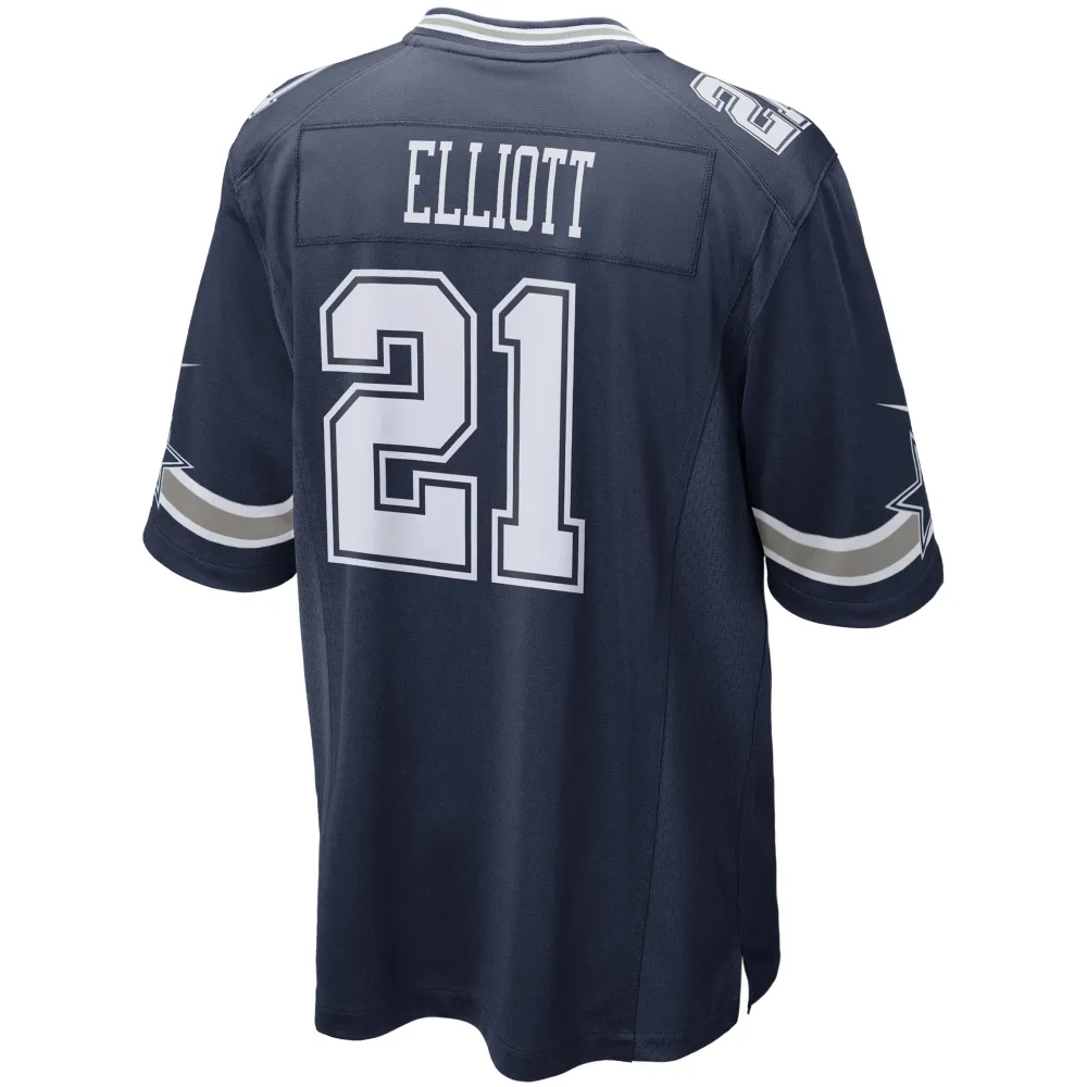 Men's Dallas Cowboys Ezekiel Elliott Navy Game Team Jersey