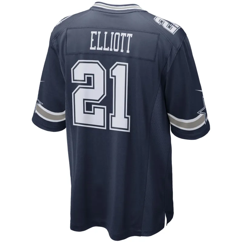 Men's Dallas Cowboys Ezekiel Elliott Navy Game Team Jersey
