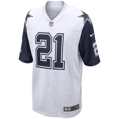 Men's Dallas Cowboys Ezekiel Elliott White Alternate Game Jersey 02