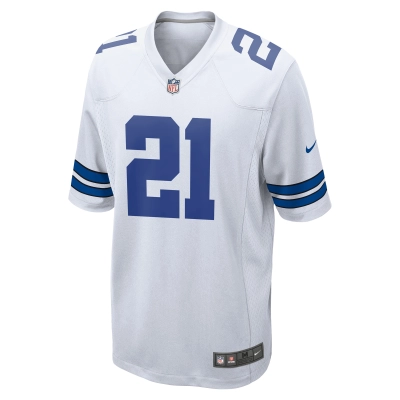 Men's Dallas Cowboys Ezekiel Elliott White Team Game Jersey 02