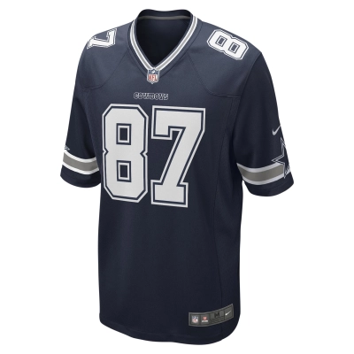 Men's Dallas Cowboys Jake Ferguson Navy Game Jersey 02