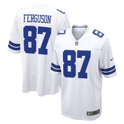 Men's Dallas Cowboys Jake Ferguson White Game Jersey 01