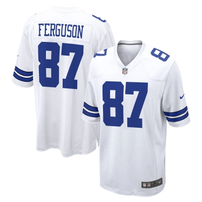 Men's Dallas Cowboys Jake Ferguson White Game Jersey 01