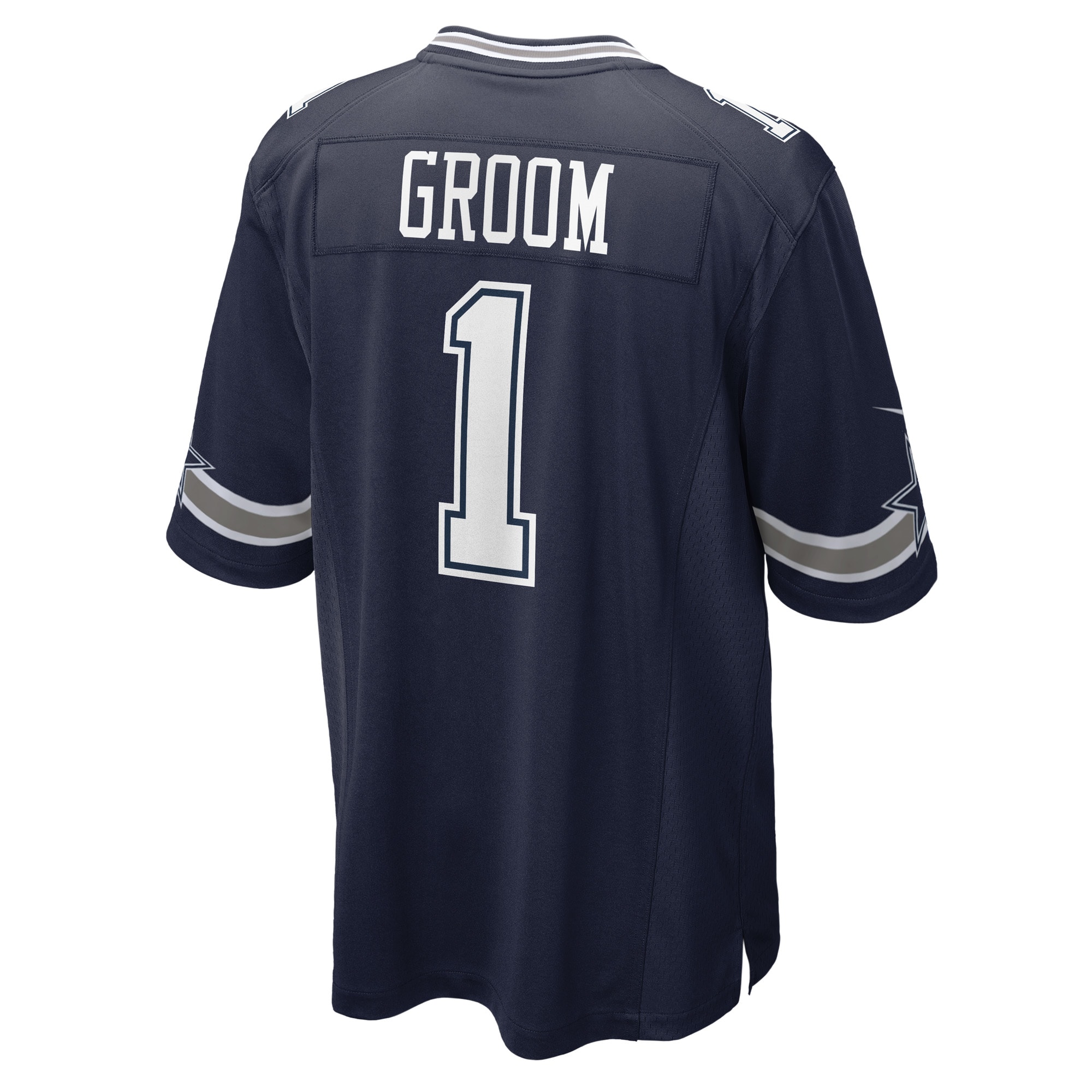 Men's Dallas Cowboys Number 1 Groom Navy Game Jersey