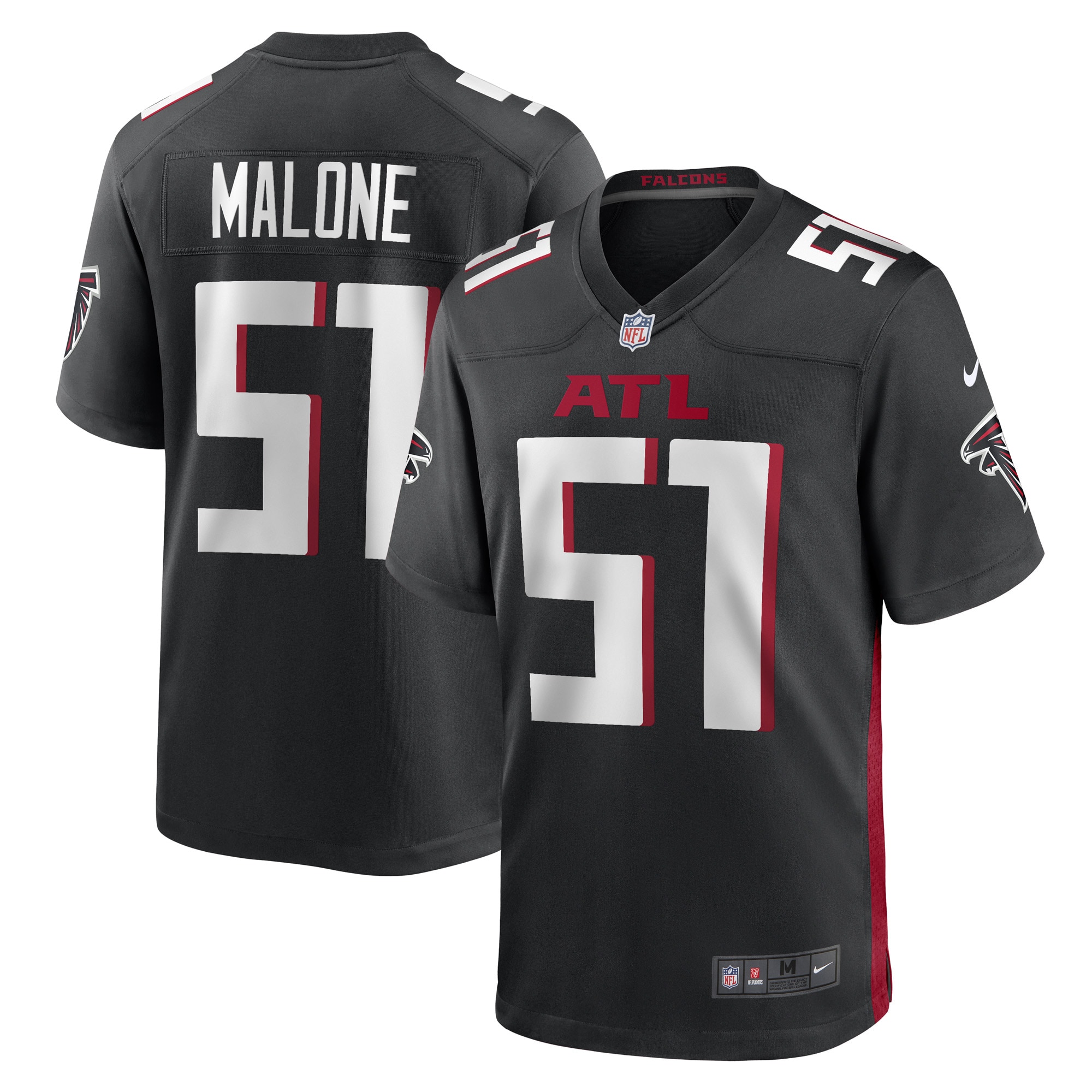 Men's DeAngelo Malone Atlanta Falcons Black Game Player Jersey