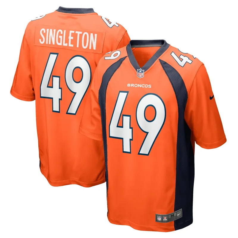 Men's Denver Broncos Alex Singleton Orange Game Player Jersey