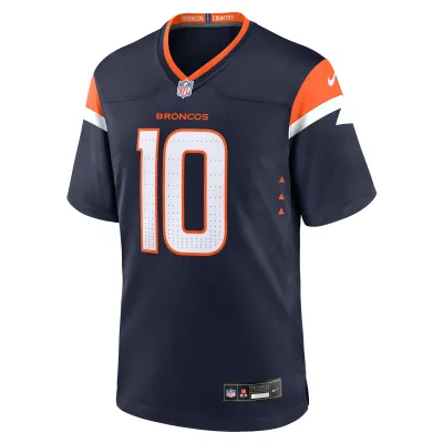 Men's Denver Broncos Bo Nix Navy Alternate Game Jersey 02