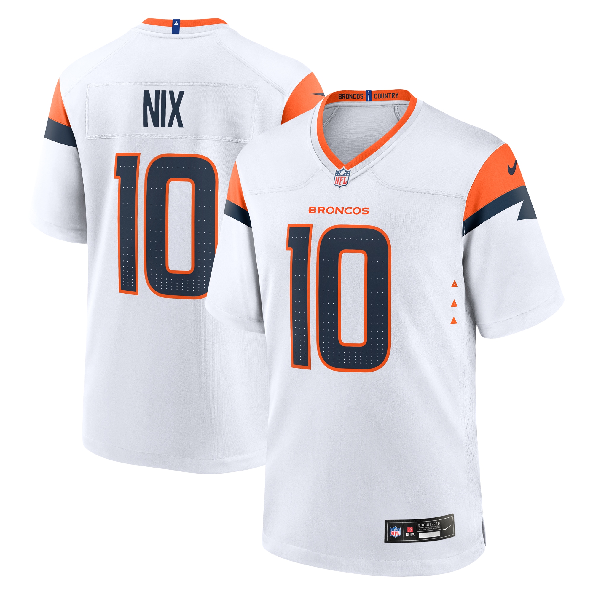 Men's Denver Broncos Bo Nix White Game Jersey