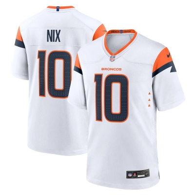 Men's Denver Broncos Bo Nix White Game Jersey 01