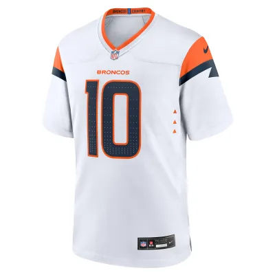 Men's Denver Broncos Bo Nix White Game Jersey 02