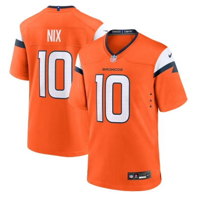 Men's Denver Broncos Bo Nix Orange 2024 NFL Draft First Round Pick Player Game Jersey 01