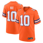 Men's Denver Broncos Bo Nix Orange Mile High Collection 1977 Throwback Player Game Jersey