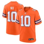 Men's Denver Broncos Bo Nix Orange Mile High Collection 1977 Throwback Player Game Jersey