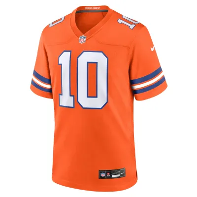 Men's Denver Broncos Bo Nix Orange Mile High Collection 1977 Throwback Player Game Jersey 02