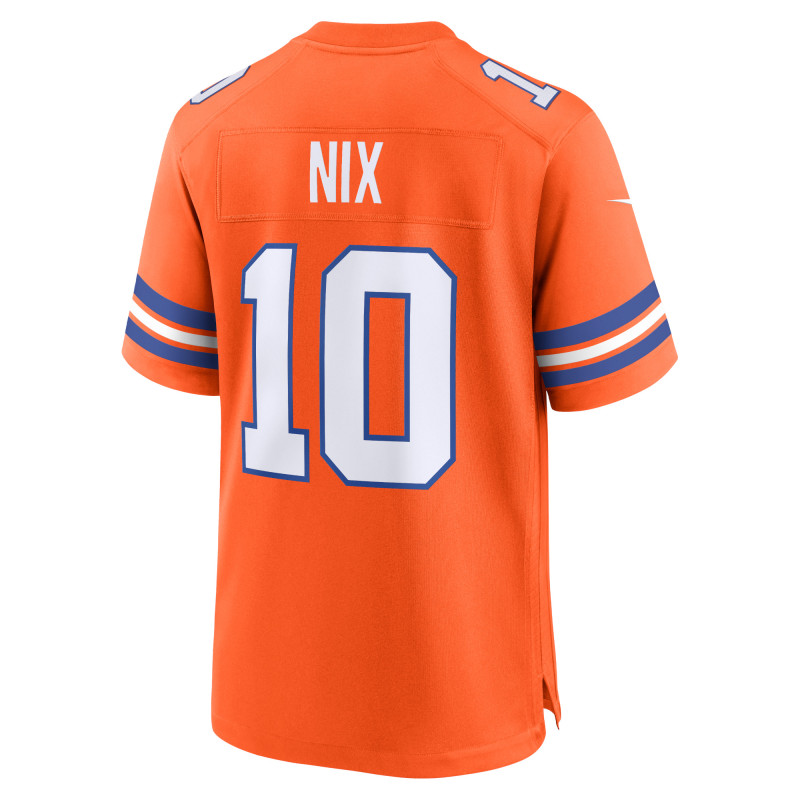Men's Denver Broncos Bo Nix Orange Mile High Collection 1977 Throwback Player Game Jersey