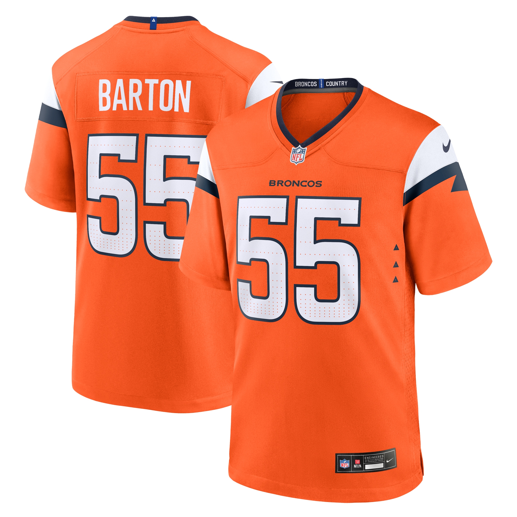 Men's Denver Broncos Cody Barton Orange Game Jersey