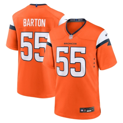 Men's Denver Broncos Cody Barton Orange Game Jersey 01