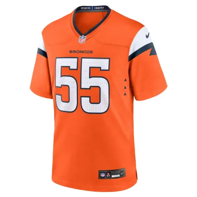 Men's Denver Broncos Cody Barton Orange Game Jersey 02