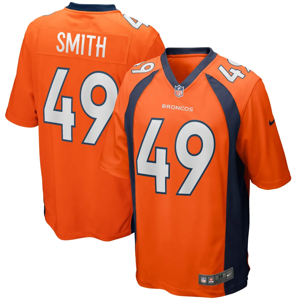 Men's Denver Broncos Dennis Smith Orange Game Retired Player Jersey