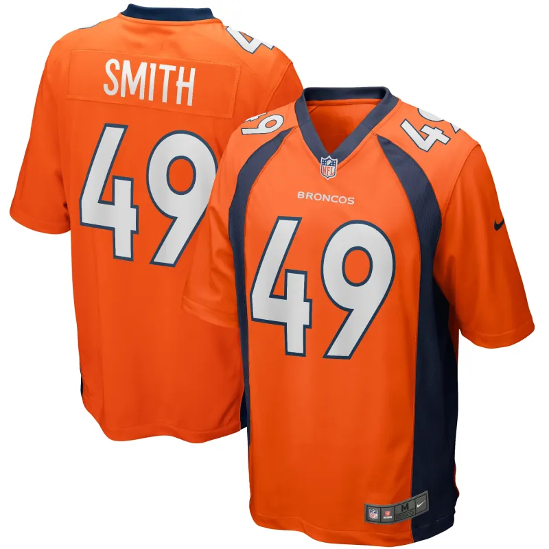 Men's Denver Broncos Dennis Smith Orange Game Retired Player Jersey