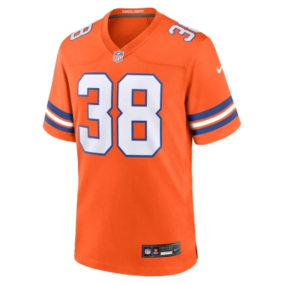 Men's Denver Broncos Jaleel McLaughlin Orange Mile High Collection 1977 Throwback Player Game Jersey 02