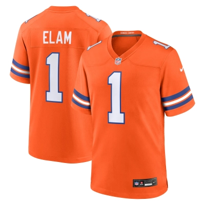 Men's Denver Broncos Jason Elam Orange Mile High Collection 1977 Throwback Retired Player Game Jersey 01