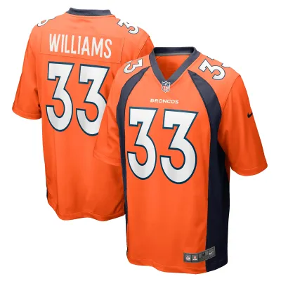 Men's Denver Broncos Javonte Williams Orange Player Game Jersey 01