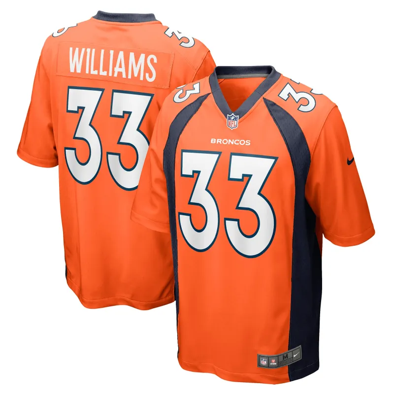 Men's Denver Broncos Javonte Williams Orange Player Game Jersey