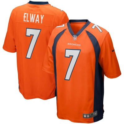 Men's Denver Broncos John Elway Orange Game Retired Player Jersey 01