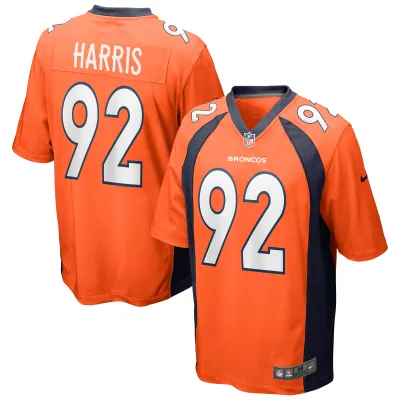 Men's Denver Broncos Jonathan Harris Orange Game Jersey 01
