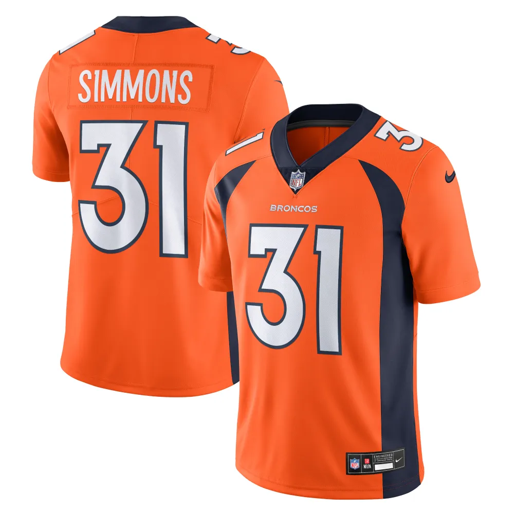 Men's Denver Broncos Justin Simmons Orange Vapor Untouchable Limited Jersey