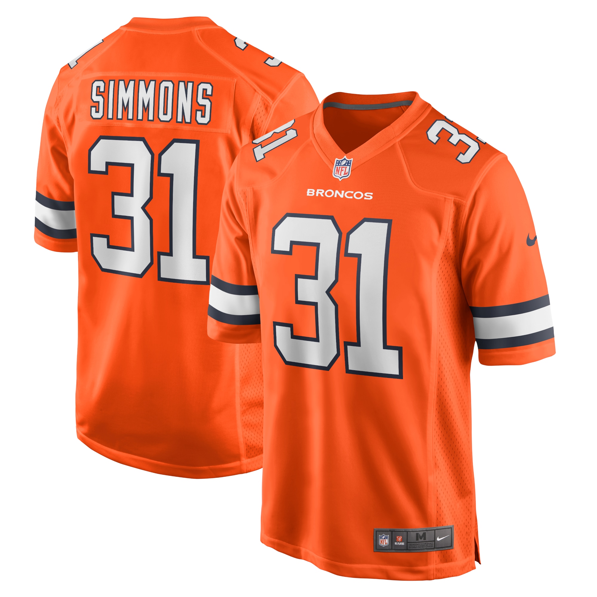 Men's Denver Broncos Justin Simmons Orange Alternate Game Jersey