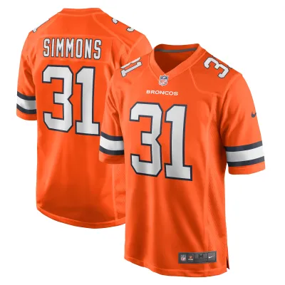 Men's Denver Broncos Justin Simmons Orange Alternate Game Jersey 01